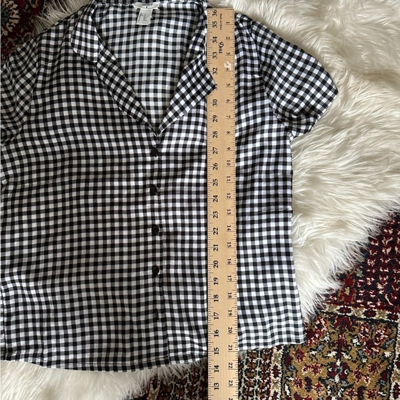 Forever 21 Black and White Gingham Button Down Pajama Set - Picture 7 of 8